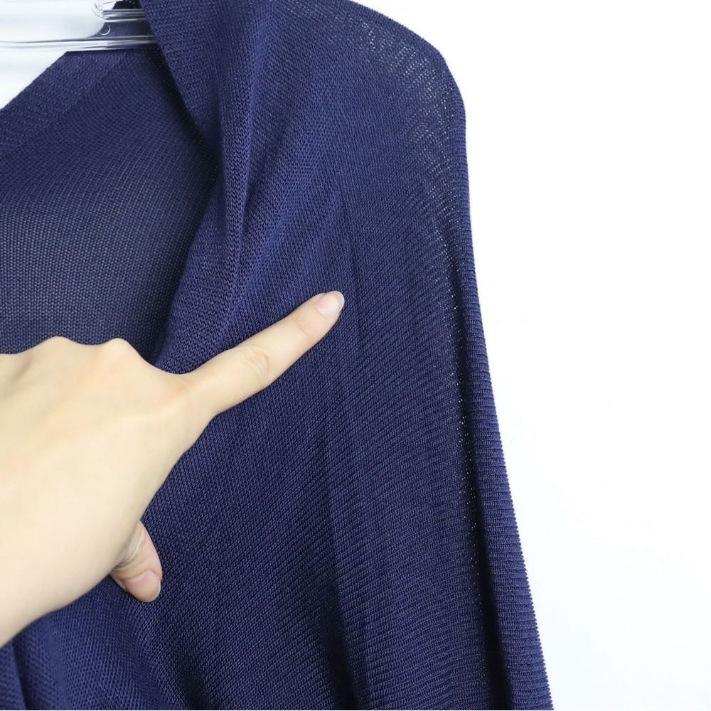 NWT Made in Italy cardigan navy new open front knit classic dark stretch L OS - Picture 9 of 9